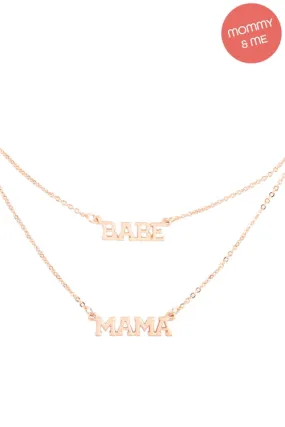 14" "Babe" With 16" "Mama" 2 Set Layered Necklace Gold - Pack of 6