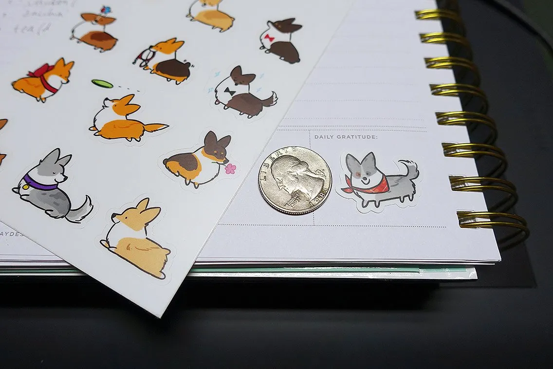 2 "Mixed Corgi" Sticker Sheets for $12 | Mini Vinyl Stickers