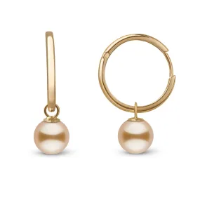 8.0-9.0 mm Golden South Sea Pearl Endless Hoop Earrings