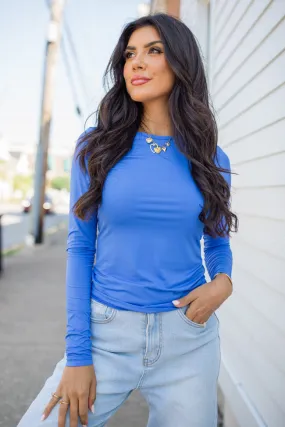 A Lovely Life Blue Fitted Long Sleeve Layering Tee