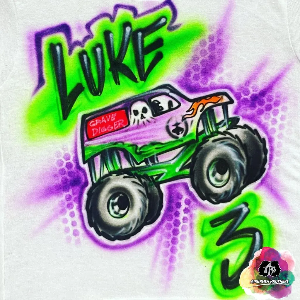 Airbrush Grave Digger w/ Outline Shirt Design