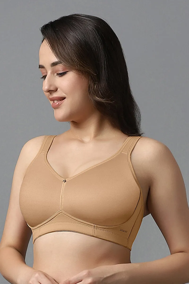 Airy Padded Non-wired Support Bra - Sandalwood