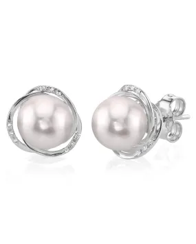 Akoya Pearl and Diamond Stella Earrings