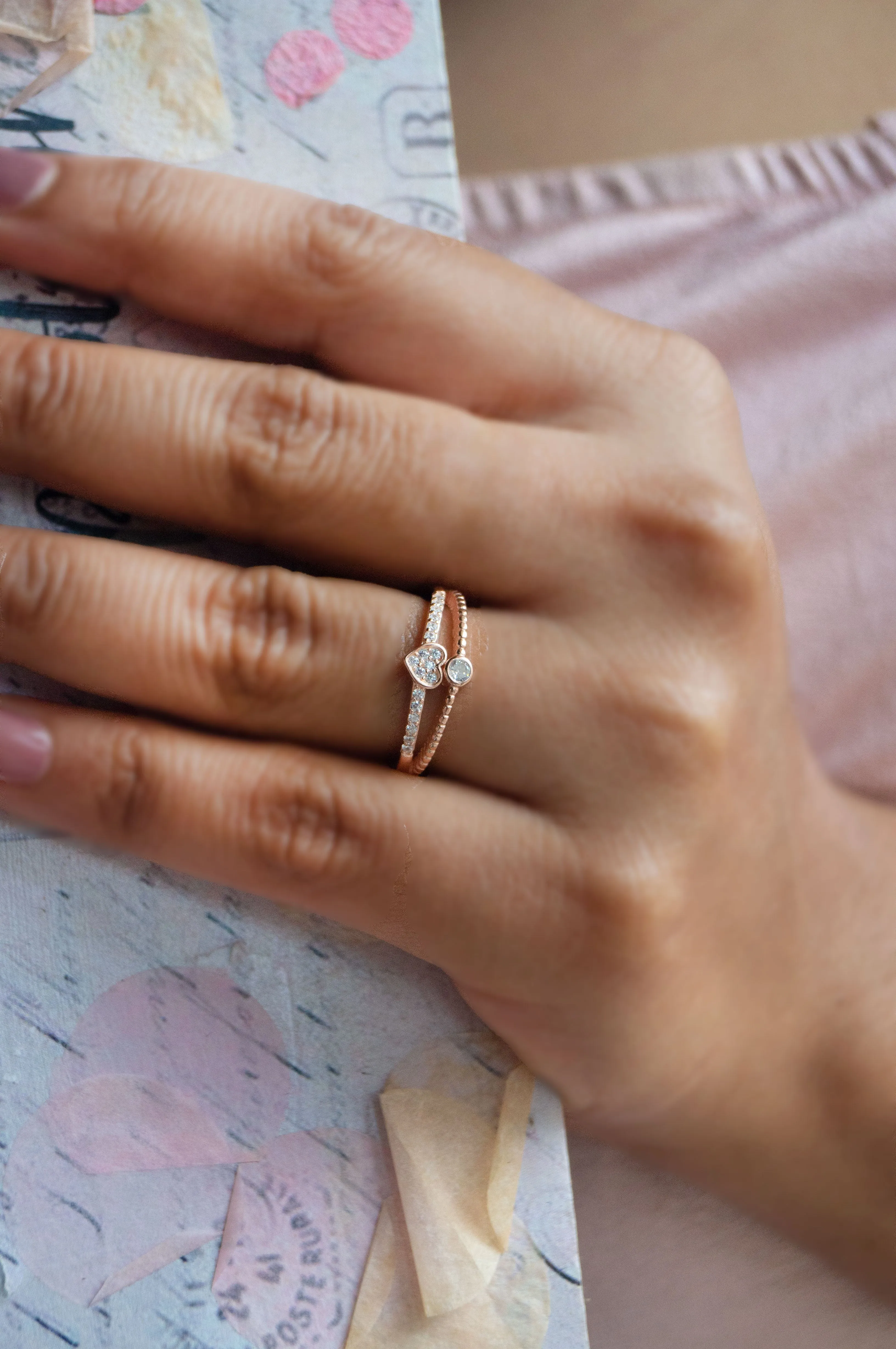 Along Your Heart Rose Gold Plated Sterling Silver Open Ring