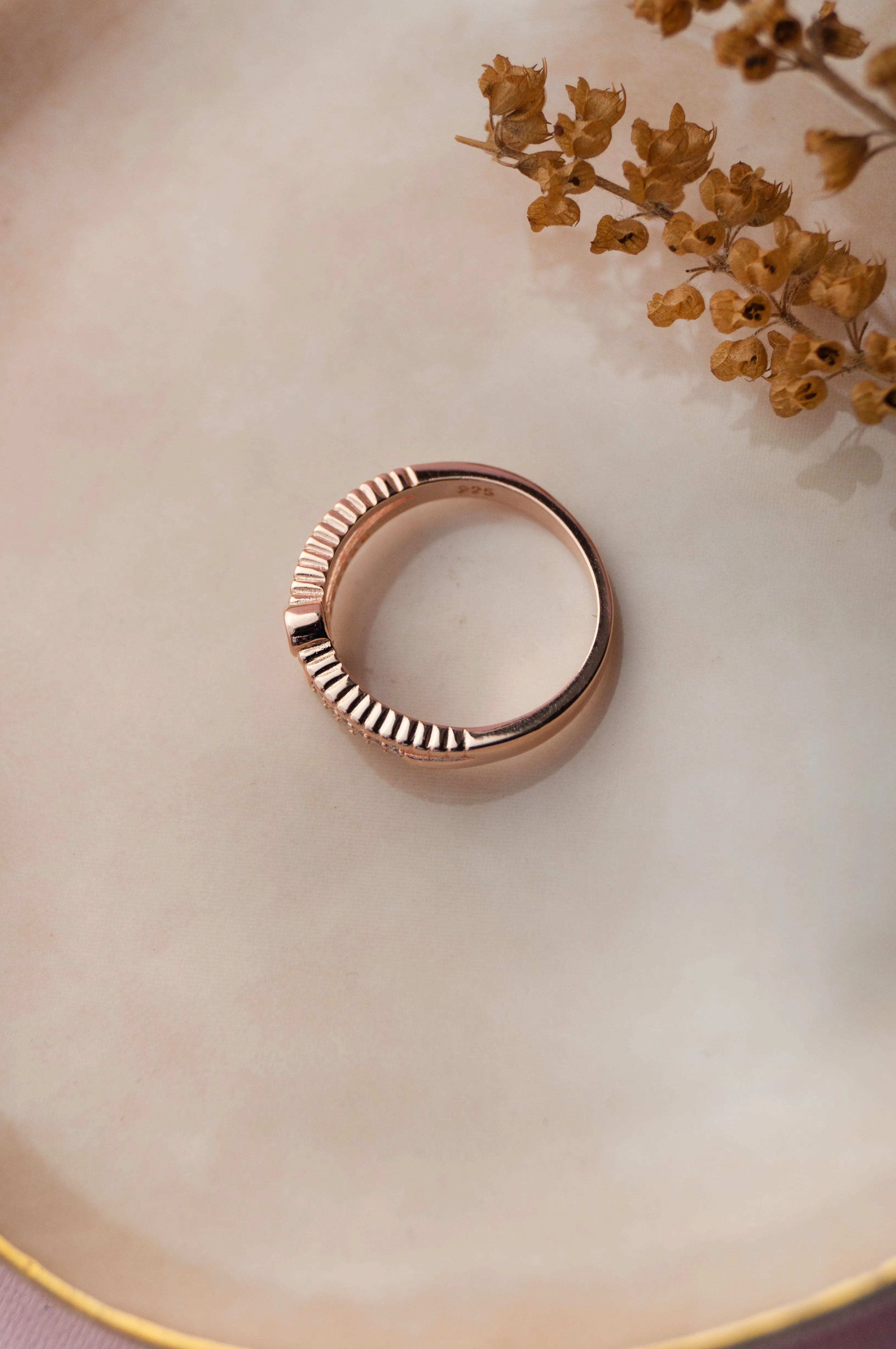 Along Your Heart Rose Gold Plated Sterling Silver Open Ring