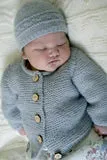 Baby Cakes Tatum Cardi & Hat Bc130 8ply 0-18 months Knitting Pattern