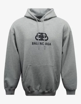 Balenciaga Heather Grey BB Logo Print Hoodie