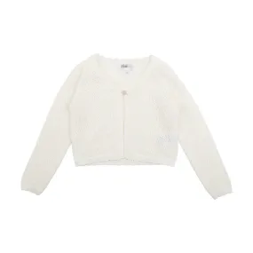 BEBE - Girls Pointelle Knit Cardigan - Ivory