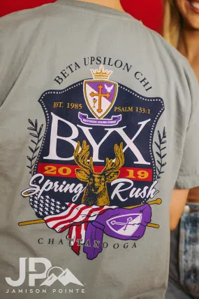 Beta Upsilon Chi Crest Spring Rush Tee