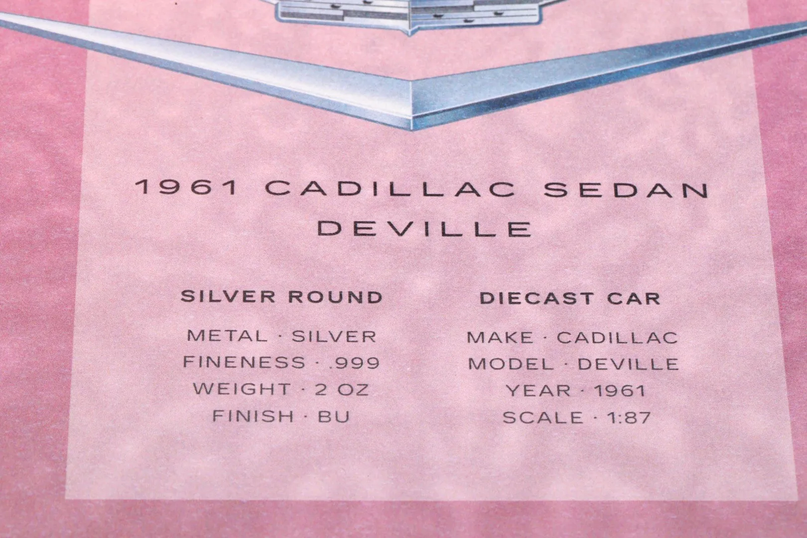 Cadillac Commemorative Coin & Scale Model 1961 Cadillac Deville Set (62.20g.)