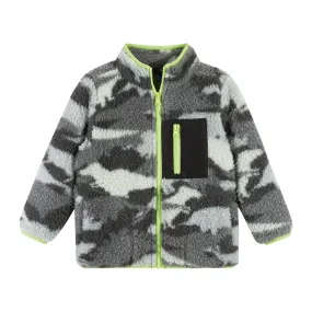 Camo Dino Sherpa Zip-Up  | Grey