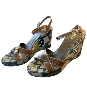 Coach Vintage Y2K Blue Alina Patchwork Wedge Shoes Size 9.5