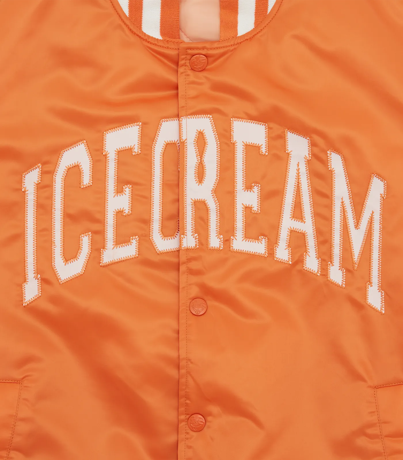 COLLEGE SATIN BOMBER JACKET - ORANGE