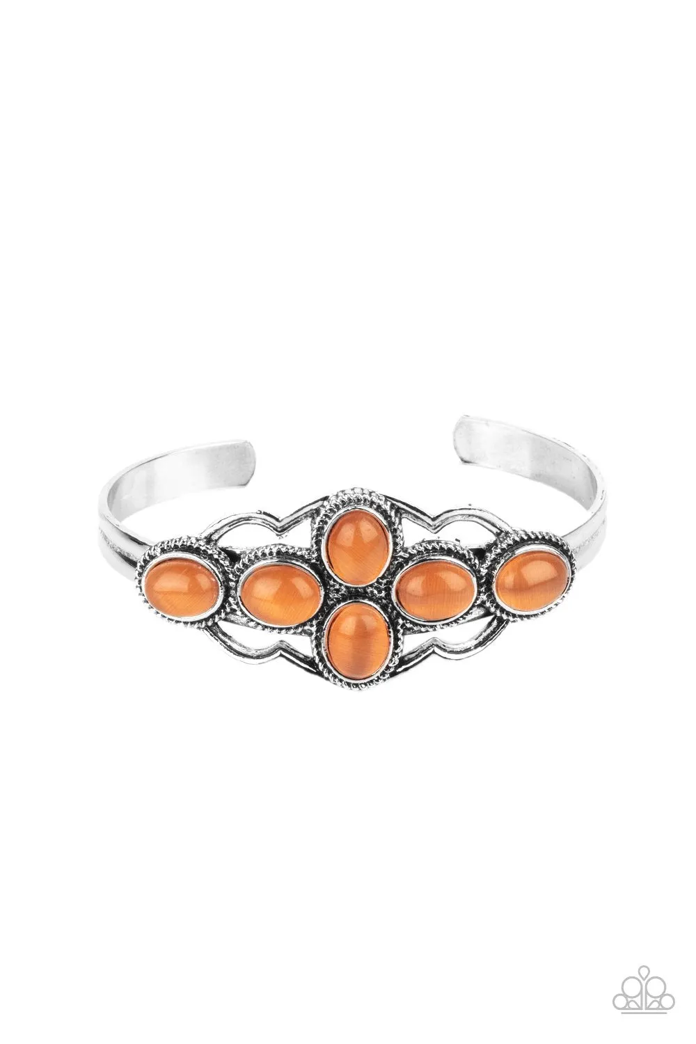 Color Me Celestial Orange Cat's Eye Stone Cuff Bracelet - Paparazzi Accessories