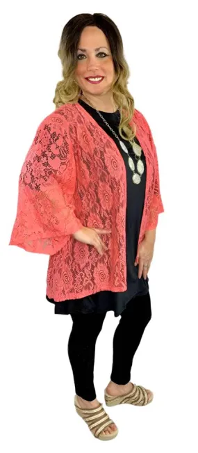 Coral Lace Cardigan