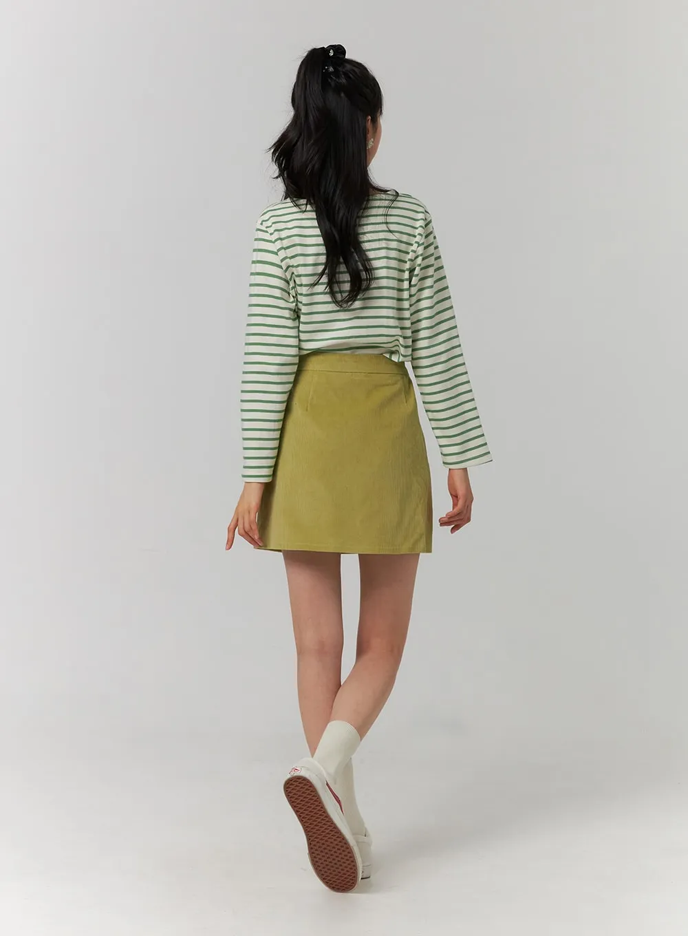 Corduroy Zipper Mini Skirt OJ423