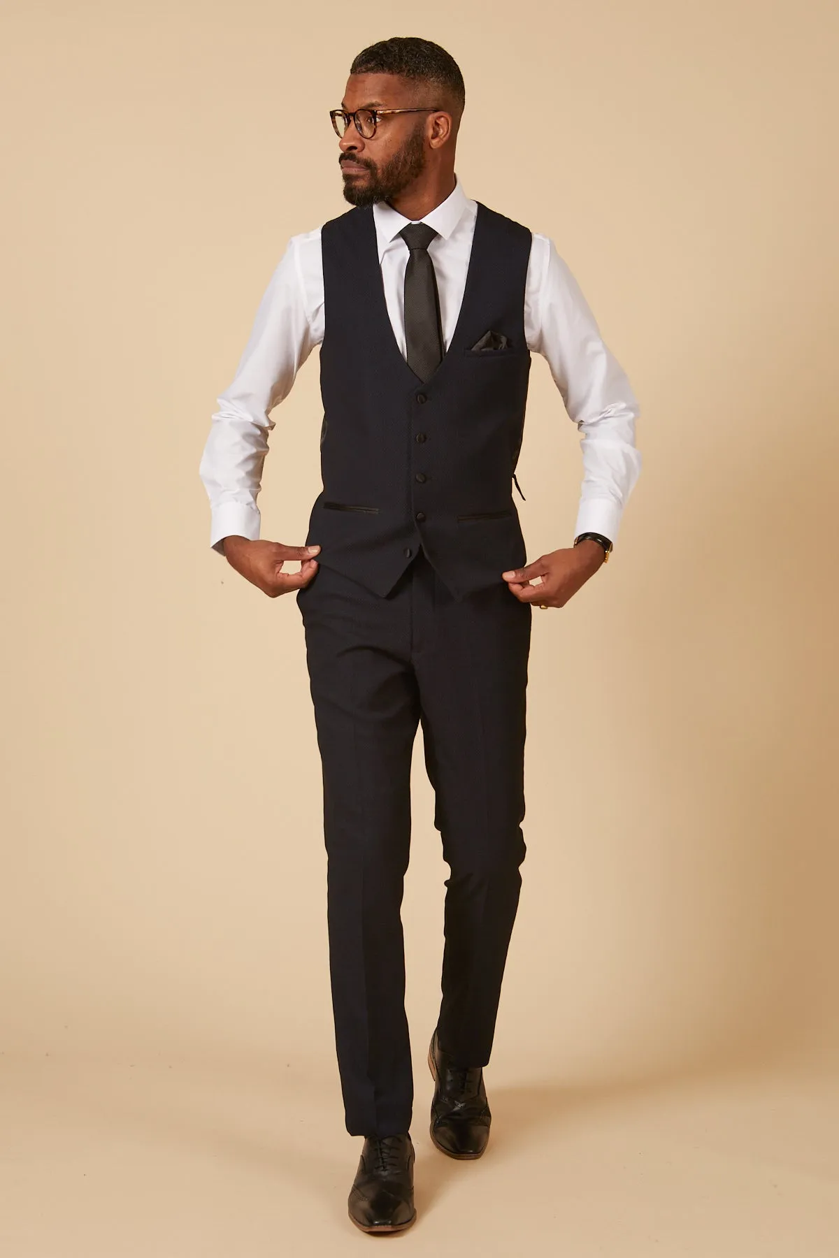 DALTON - Navy Diamond Waistcoat