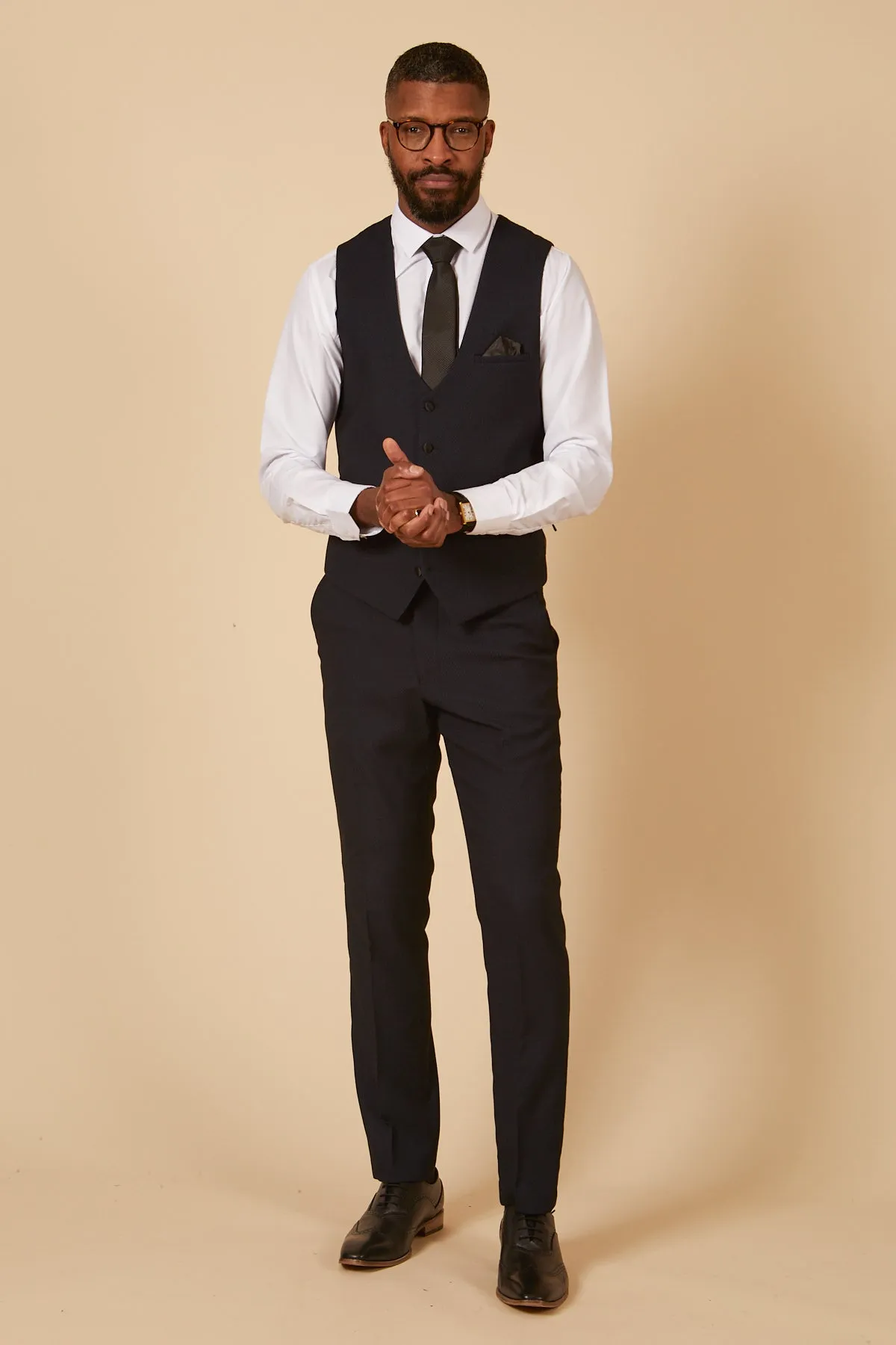 DALTON - Navy Diamond Waistcoat