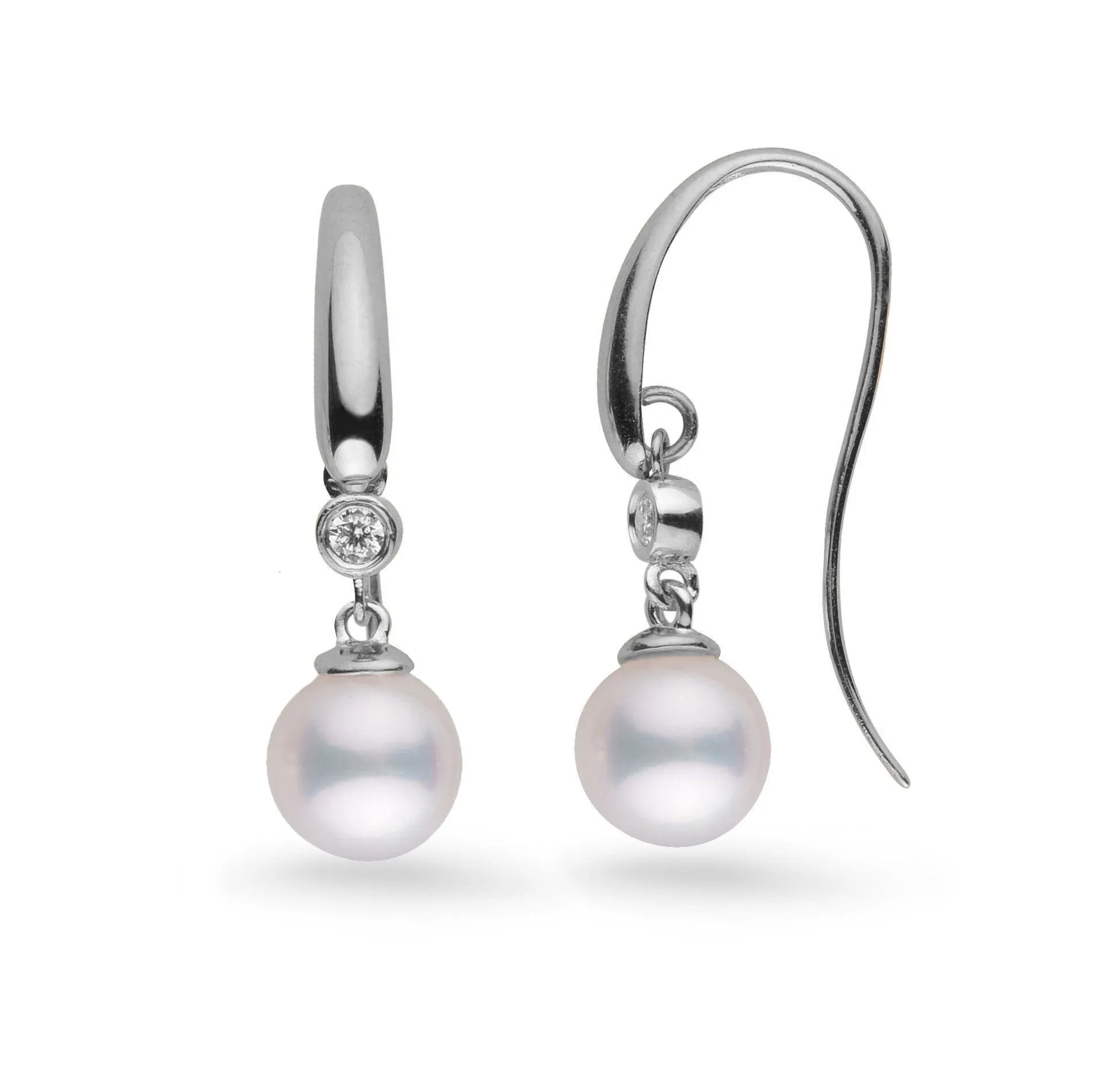 Diamond Cascade Collection 7.0-7.5 mm Akoya Pearl Earrings