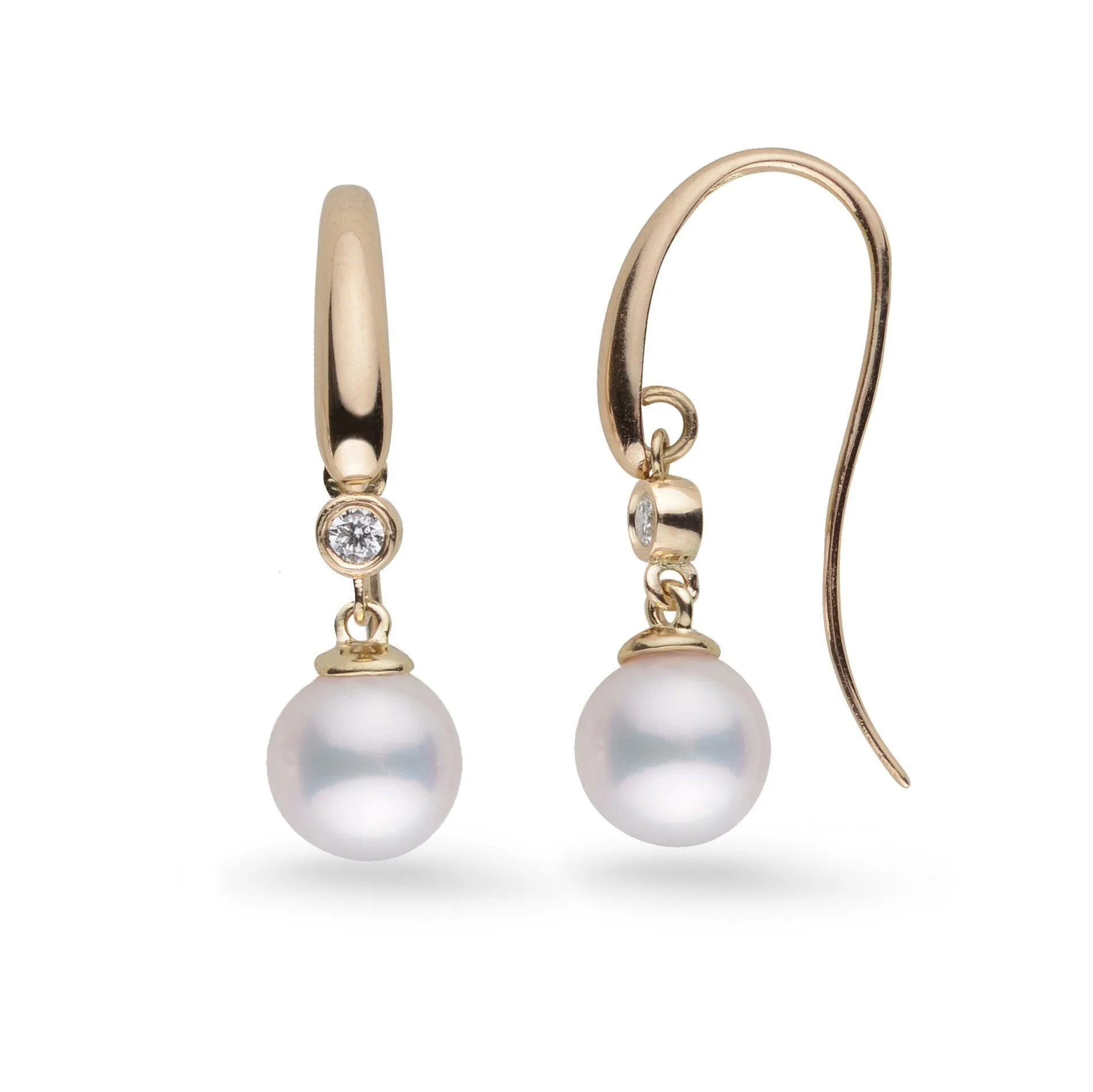 Diamond Cascade Collection 7.0-7.5 mm Akoya Pearl Earrings