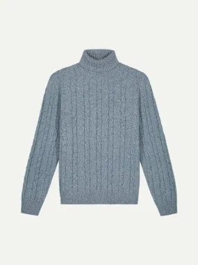 Dolcevita Cable Knit Sweater Light Blue