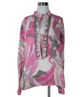 Emilio Pucci Pink & White Print Blouse sz 6