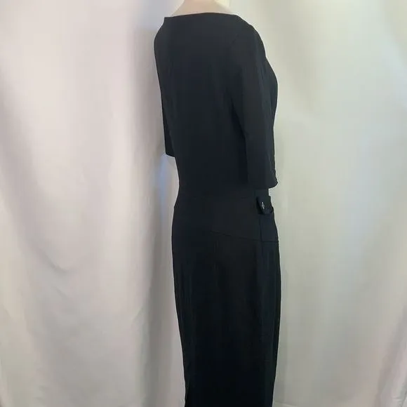 Escada blackzip front with belt dress