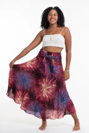 Firework Handkerchief Midi Skirt in Maroon