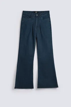 FLARED DENIM WITH RAW HEM