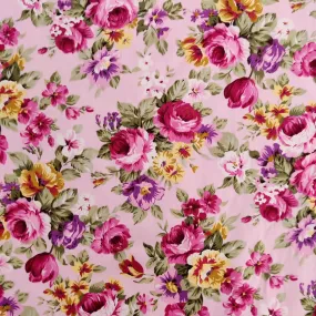 FS811_2 Roses cotton Fabric Pink