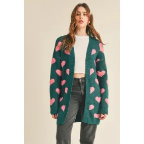 Fuzzy Heart Cardigan Sweater