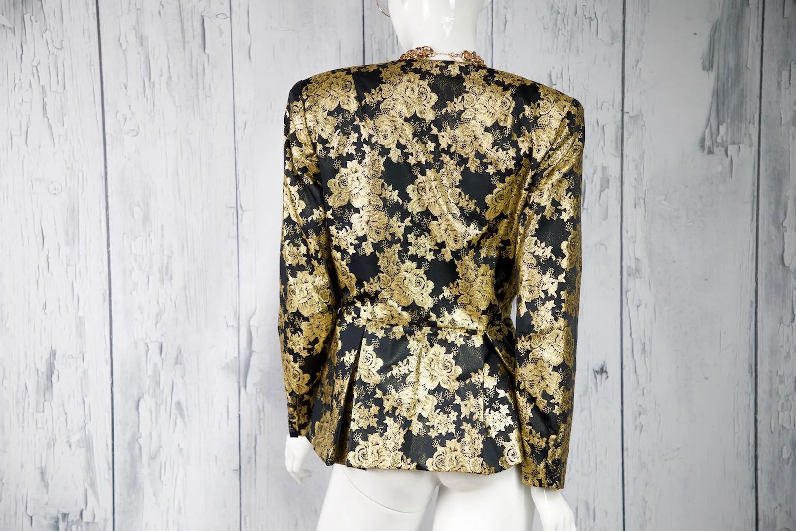 Gold & Black Ornate Peplum Blazer (Fits like a Medium)