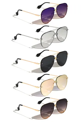 Gold Frame Flat Lens Aviator in Variety of Lens Color