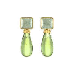 Green Beryl and Amber Canthus Earrings