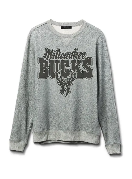 Junk Food Terry Marled Grey Milwaukee Bucks Crewneck Sweatshirt