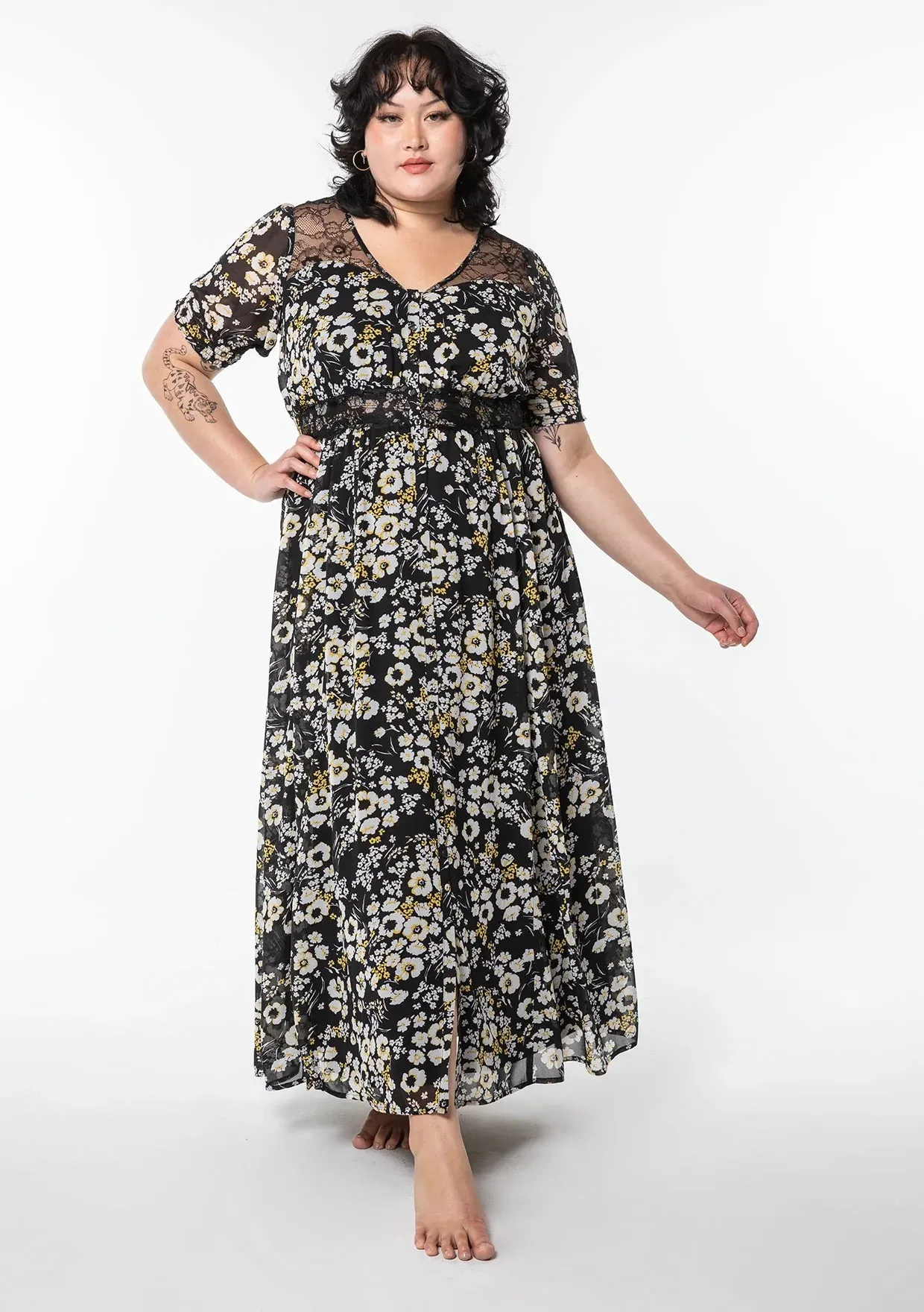 Lovestitch Leo Button Front Maxi Dress