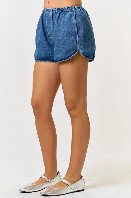 Low Rise Denim Dolphin Shorts