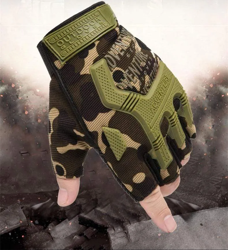 Men Outdoor Short Fingerless Gloves Soft Rubber Protective Pad Sports Army Military Tactical Airsoft Shooting Hunting