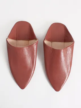 Moroccan Classic Pointed Babouche Slippers, Terracotta