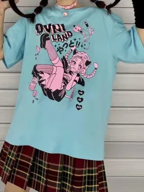 OVNI LAND Anime Girl Print Tee