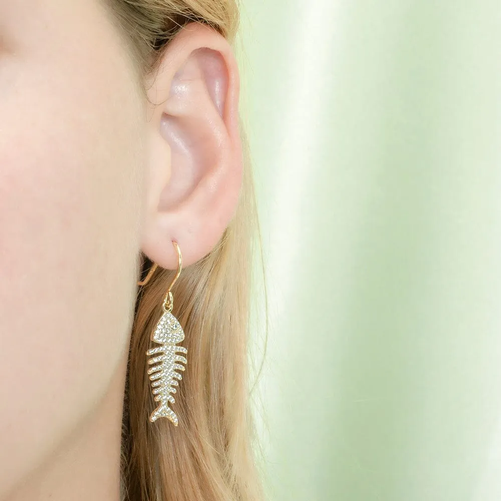 Pavé Fishbone Earrings