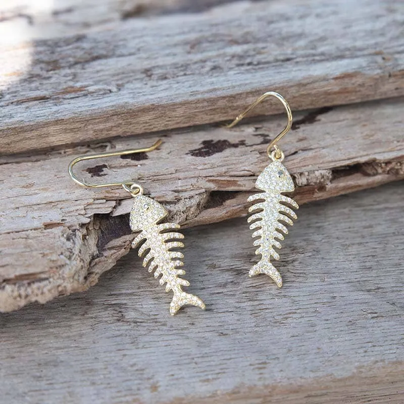 Pavé Fishbone Earrings