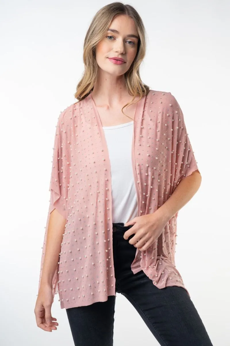 "Glamour" Studs and Pearls Gauzy Cardigan (Multiple Colors)