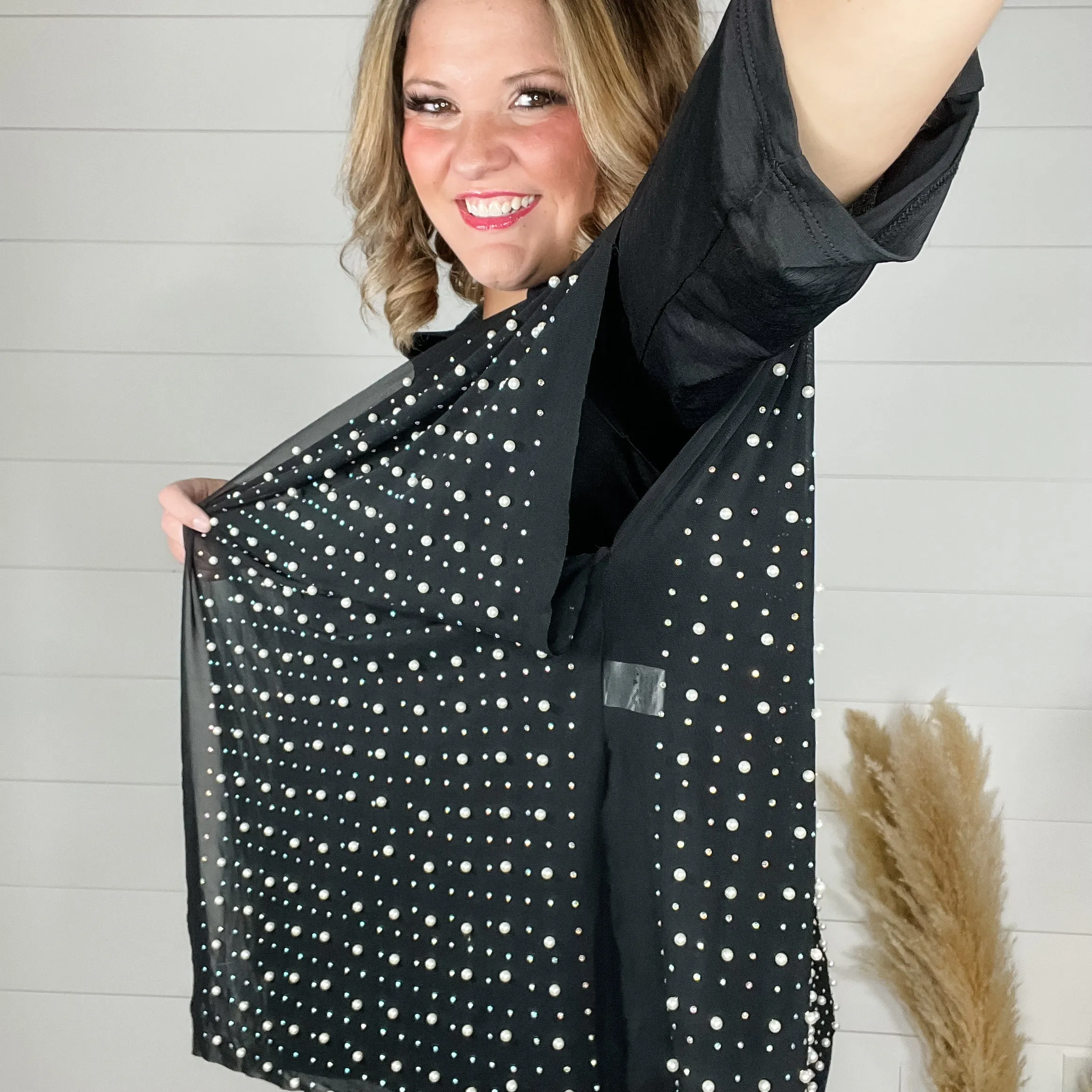 "Glamour" Studs and Pearls Gauzy Cardigan (Multiple Colors)