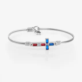 Red, White & Blue Cross of Faith Bangle Bracelet