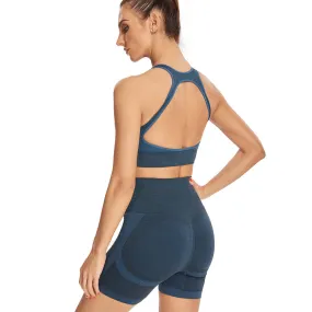 Seamless Knitted Suit Women Sexy Sports Short-sleeved Shorts Yoga Suit Fitness Suit