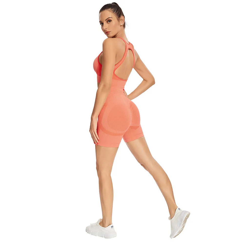 Seamless Knitted Suit Women Sexy Sports Short-sleeved Shorts Yoga Suit Fitness Suit