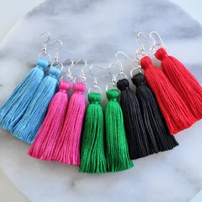 Silver Tassel Earrings in 25 Colors