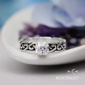 Sterling Silver Celtic Square Engagement Ring | Moonkist Designs