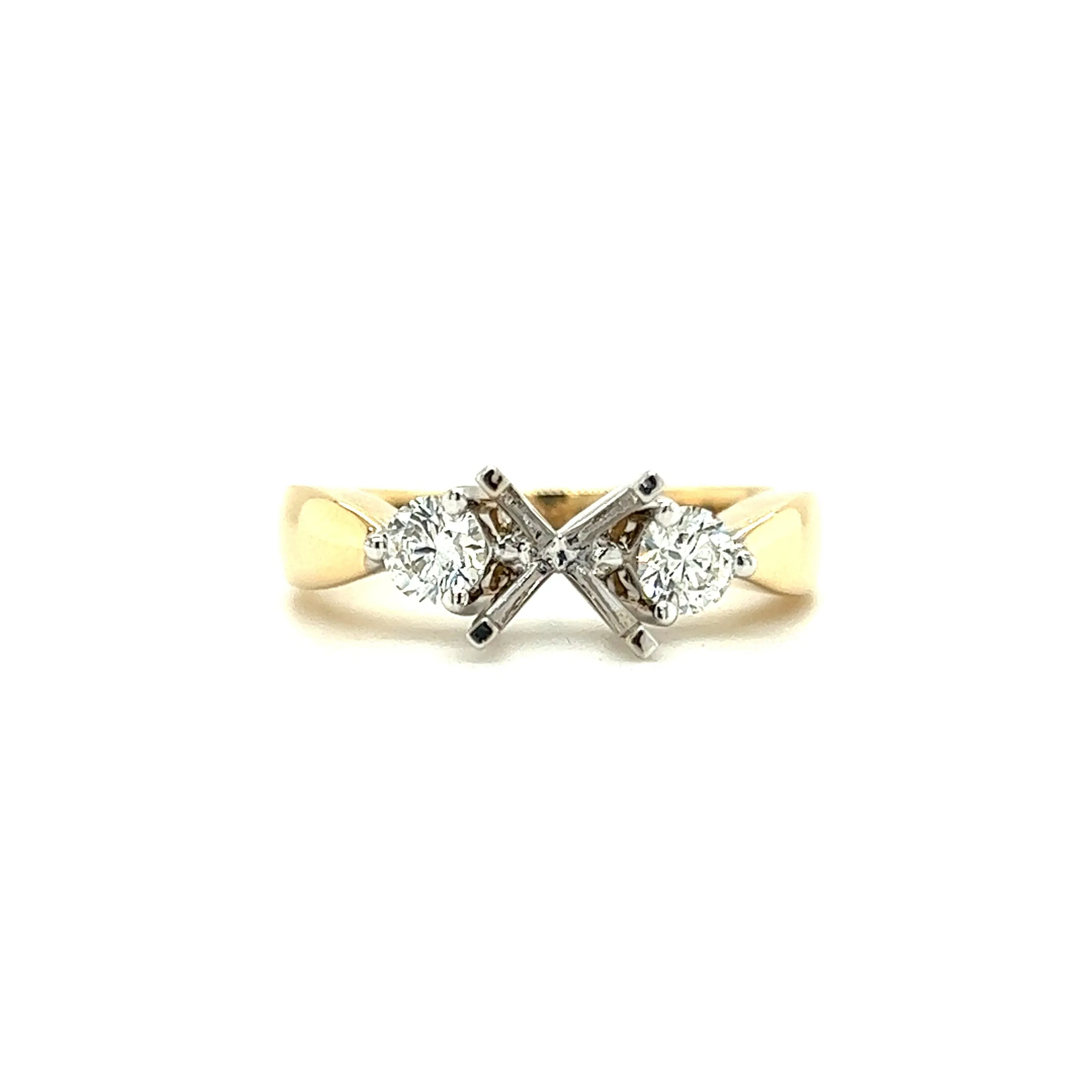 Three Stone Ring Setting with 0.375ctw of Diamonds in 14K Yellow Gold